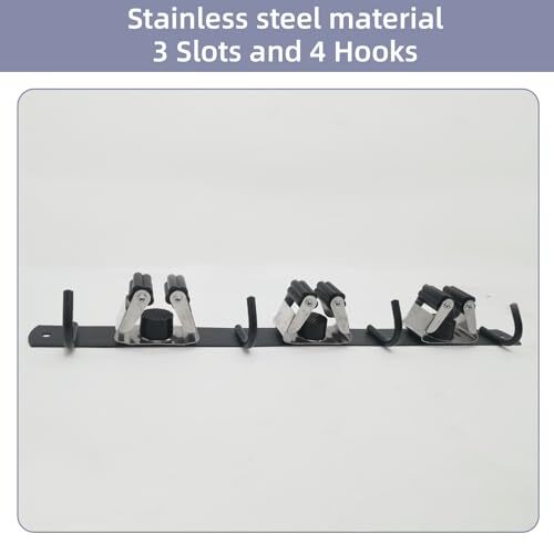 Broom Holder Over The Door Over Door Broom And Mop Rack Over The Door Hooks Organizer With4 Slots & 3 Hooks 1 Storage Basket For Laundry Room, Garage - View #3