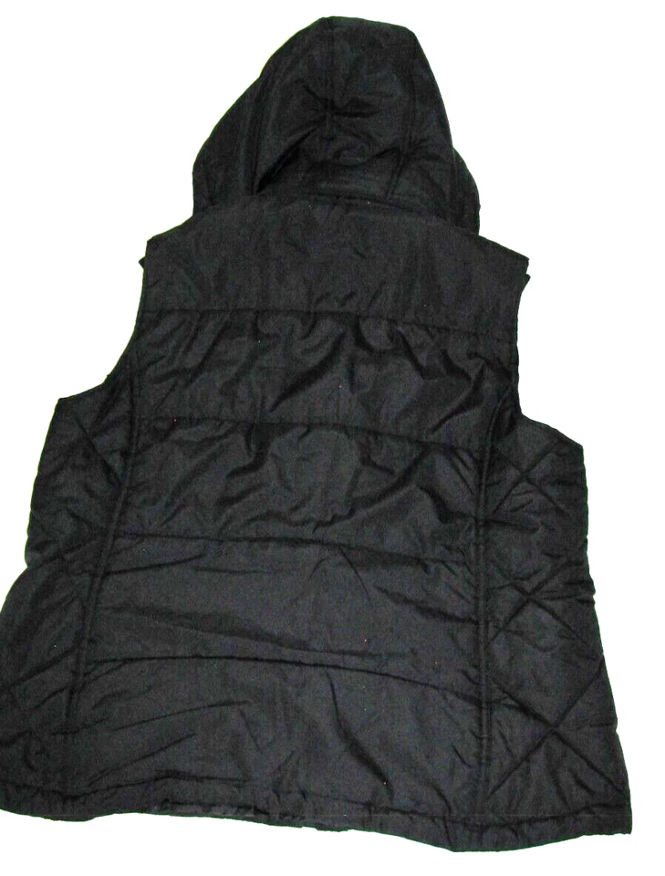 Chaleco túnica Van Heusen Puffer cremallera negro acolchado extraíble capucha para mujer XL Foto 4 de 4