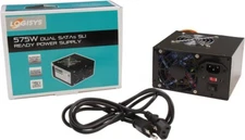 LOGISYS 575W ATX Power Supply Dual Fan SLI Ready w/ PCIe SATA + Power Cord