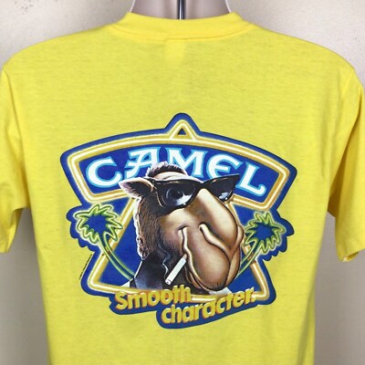 Vtg 1989 Camel Cigarettes Pocket T-Shirt Gold Yellow M/L 80s Joe Single Stitch A