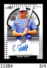 1-2017 LEAF METAL PERFECT GAME BLACK PARALLEL AUTO CONNOR SCOTT PIRATES 3/4