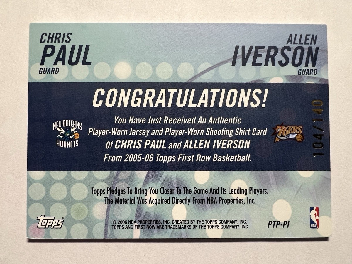 2005-06 Topps First Row Chris Paul Allen Iverson /140 Dual Patch 