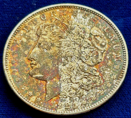 1921-D $1 Morgan Silver Dollar AU+/MS Features Unique Copper Toning -See Video!