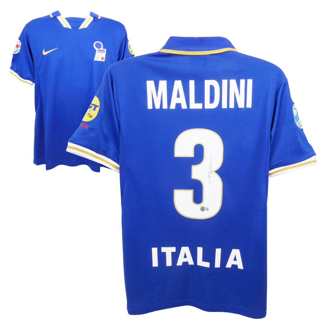MALDINI 直筆サイン入りユニフォーム 背番号3 Paolo Maldini Signed Italy Home Soccer Jersey #3 with Beckett COA