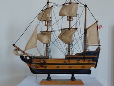 Vintage Wooden HMS Bellona Model Sailing Ship 33.5cm Nautical Display
