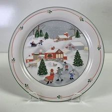 Sango Dinner Plates 10 3/4" ~ 3900 Silent Night ~ Winter Skating Scene