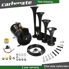For Car Truck Pickup Train Horn Kit Loud System 4 Trumpets 1G Air Tank 150PSI