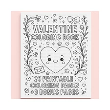 Valentine Coloring Book PDF • 20 Pages + Bonus • Kids & Adults Digital Download