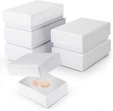 6 Pack Cotton Fill White Cardboard Paper Jewelry Box Gift Size 3.08 X 2.28 X 1.1
