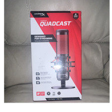 HyperX QuadCast USB Microphone Black Red, Anti-Vibration, PC Mac PS5 PS4
