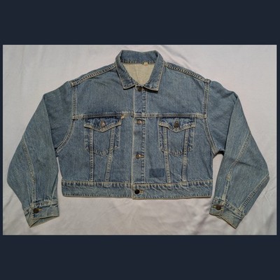 VINTAGE 80s/90s ESPRIT Cropped Denim Jean Jacket - Blue, Trucker - Womens M
