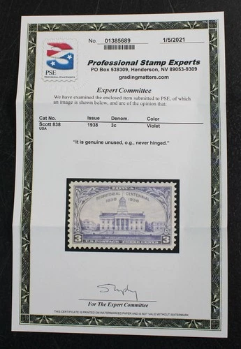 CKStamps: US Stamps Collection Scott#838 Mint NH OG PSE Cert