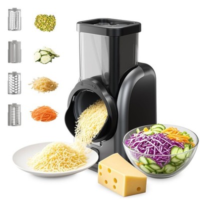 Electric Cheese Grater, Rotary Vegetable Slicer with 4 Interchangeable Drum B...