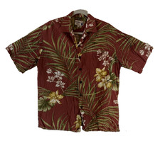 Iolani Men's Size XL Red Floral Rayon Made in Hawaii Hawaiian Camp Shirt