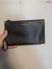 Kate Spade Leila Zip Wristlet Pebble BLACK Leather Wallet