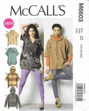 McCall's M6603 Oversized Pullover Tops Hoodies Sewing Pattern Size 16 to 26