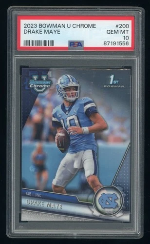 2023 Bowman Chrome University 1st Drake Maye RC Rookie PSA 10 Gem Mint PATRIOTS