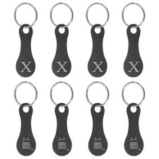 8Pcs Stainless Steel Shopping Trolley Token, Black Letter x Grocery Cart