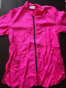 Jodi Murphy Dog Grooming Jacket Smock Pink Zip Front Groomer Apparel Size L