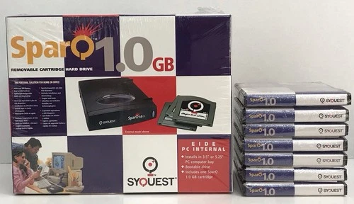 Syquest Sparq 1.0 GB Internal Removable Cartridge Hard Drive Storage Bundle NEW
