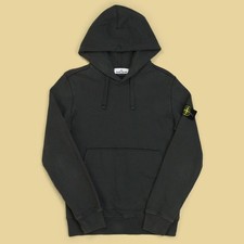 Stone Island Dark Green Cotton Loopback Terry Fleece Badge Hooded Sweatshirt M