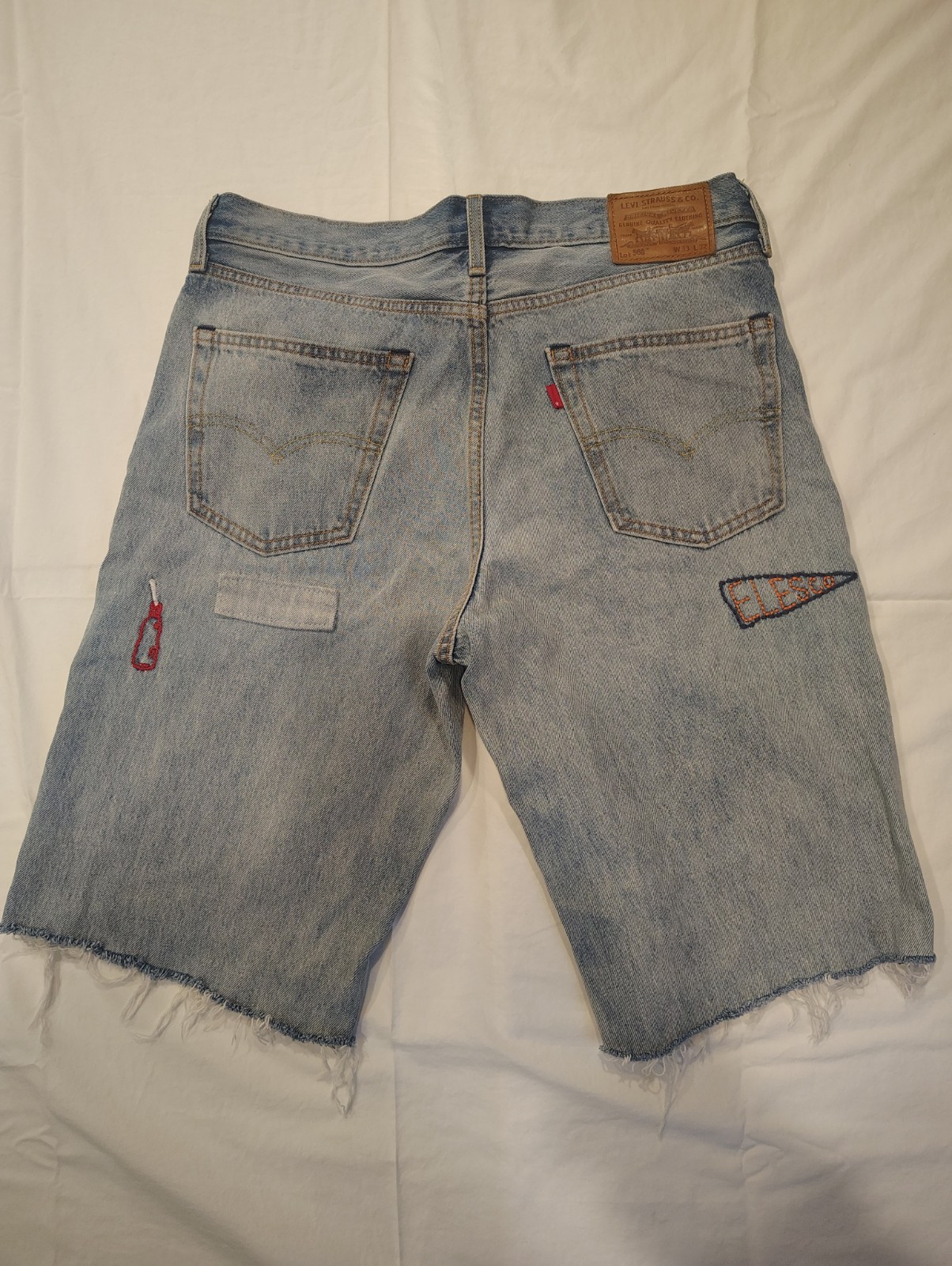 Levi's 588 Light Blue Patchwork Distressed Frayed… - image 2