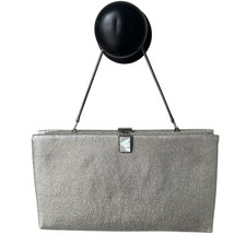 Vintage After Five Silver Evening Bag Clutch Purse MOP Clasp USA Made Metallic