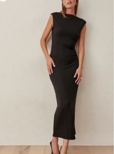Reformation NWT Nili Black Knit Maxi Open Back Dress Size S Brand New
