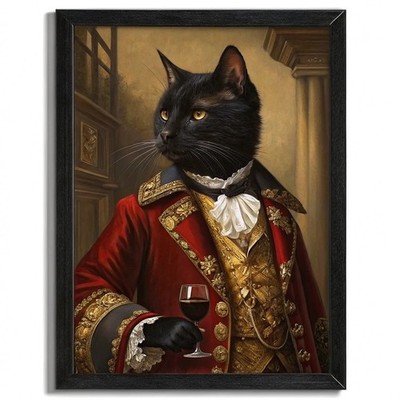 Katze Aristokrat Wandbild Retro Katze Druck Reneiscance Poster Kunst Katze Portrait Geschenk