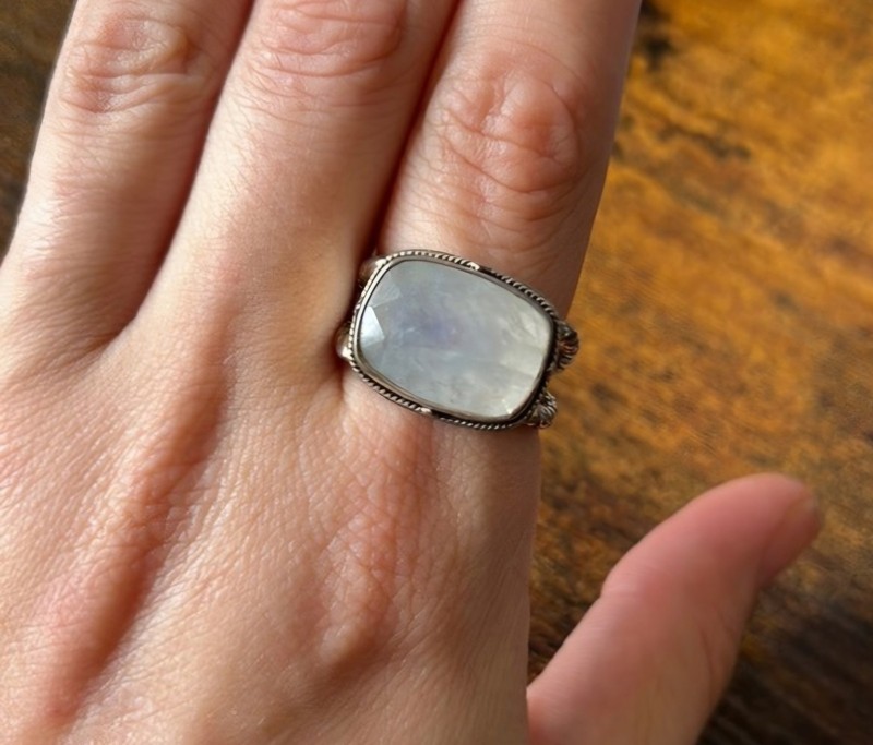 Vintage Lori Bonn Moonstone Ring 925 Sterling Sz 8 1/4
