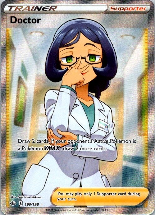 Pokemon Doctor (Full Art) 190/198 Holofoil SWSH06: Chilling Reign NM (SKU 1-2)
