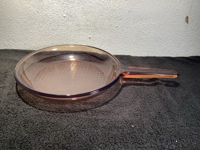Corning Vision Ware Amber 10  Glass Skillet Fry Pan Skillet Non Sitck France