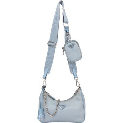Prada Blue Nylon Triangle Re-Editon Crossbody Bag Tasche