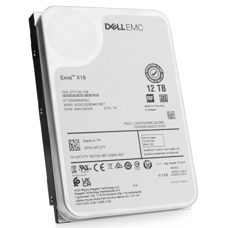Dell/Seagate Exos X18 12TB ST12000NM002J 7.2K RPM SATA 6GB/s 3.5" Enterprise HDD - Image 3 of 4
