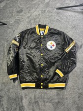Pittsburgh Steelers Jacket Mens XL Black NFL Football Starter Satin Varsity