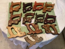 Vintage Lot of 29 Disston/Diamond Edge/Simmons Hand Saw Handles Brass Medallions