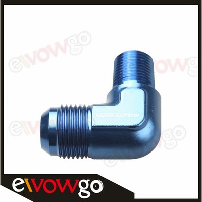 US SHIP 10AN AN10 To 3/4'' NPT Male Pipe 90 Degree Fuel Hose Fitting Adapter Blue