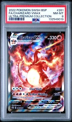 2022 POKEMON SWSH BLACK STAR PROMO #261 FULL ART/CHARIZARD VMAX PSA 8