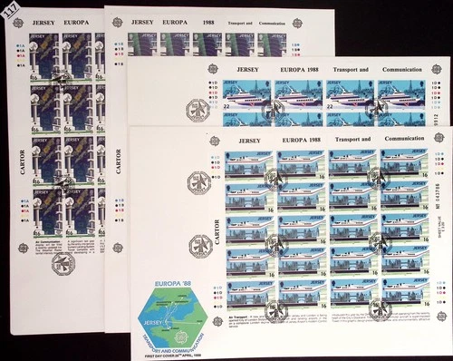 // JERSEY 1988 - 4 FDC - CEPT - SHIPS - SPACE