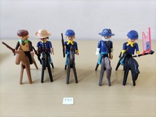 PLAYMOBIL FAR WEST, 4 SOLDATS TUNIQUES BLEUES + 1 ÉCLAIREUR
