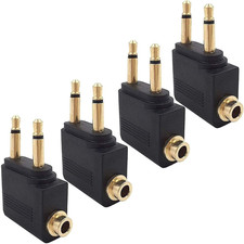 4-Pack Airline Airplane Flight Adapters for Headphones, Golden Plated 3.5Mm Jack