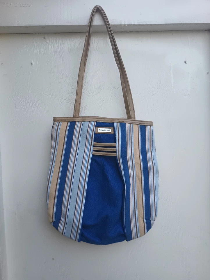 Bolso de Hombro Longaberger Homestead Tela Azul Cierre Magnético Ciudad Oficina Foto 2 de 4