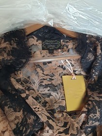 RARE!&pound;1,295 AGENT PROVOCATEUR SOIREE CELESTINE BLACK/PEACH SHIRT UK12/US6-8/IT44