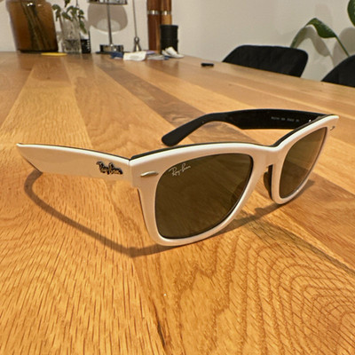 Ray-Ban Wayfarer RB2140 Sonnenbrille Weiß grün getönt 50-22 150 mm