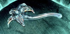 Vintage Hand Blown Art Glass Lily Flower with Hollow Stem 10" Clear Floral Decor