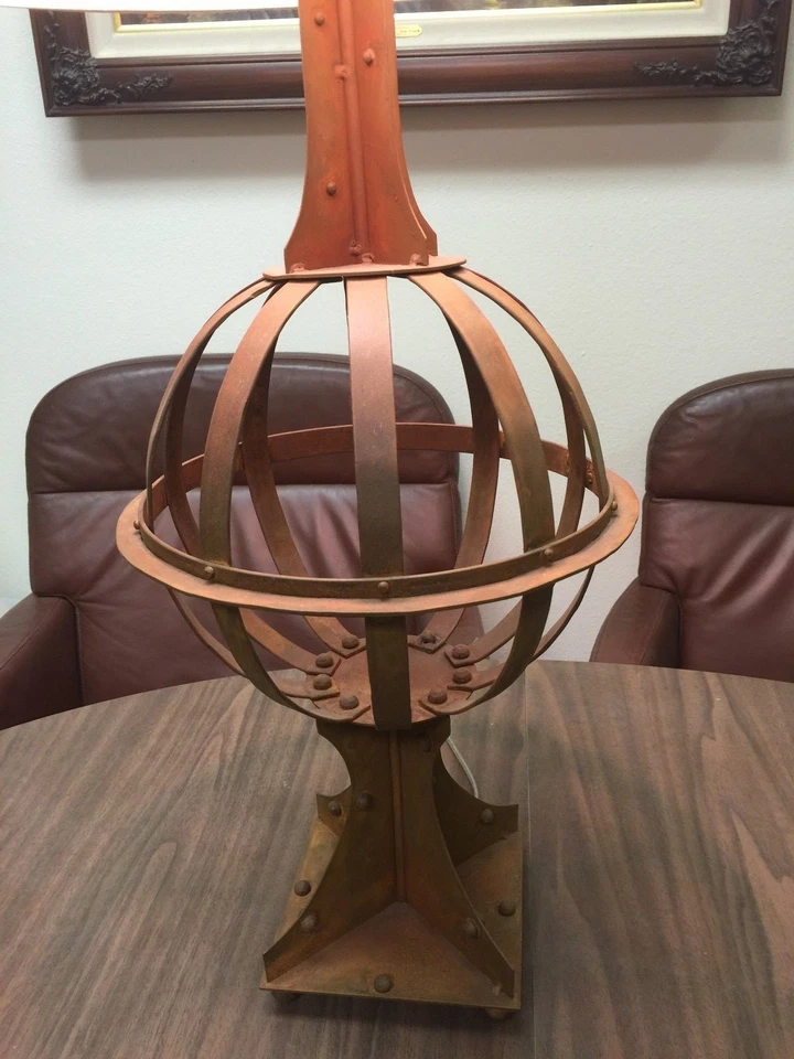 Vintage Rustic Iron Metal Orbit Globe 1-light Accent Table Lamp, 26" Tall, 11" W - Image 2 of 4