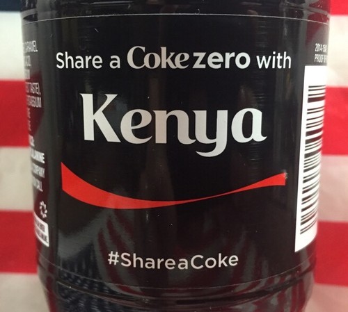share a coke zero with kenya limited edition coca cola bottle