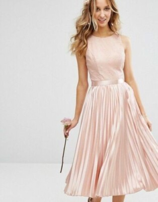 knee length dresses for ladies Chi Chi London - Satin Wrap Midi Dress - Pink main image 1