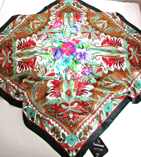 FATTORSETA by CAROLINA FATTORINI 100% SILK SQUARE SCARF 35x35 - MADE IN ITALY - Picture 2 of 24