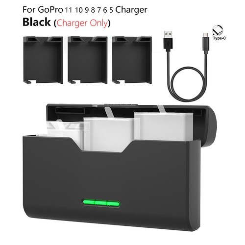 Battery Charger Fast Charging Case for Gopro Hero 11 10 9 8 7 6 5 Battery 3 Slot